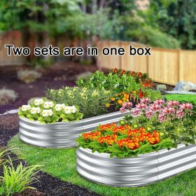 2 Packs Oval Raised Garden Bed, Outdoor Elevated Planter Box for Backyard, Grow Florals, Vegetables, Herbs & Small Fruit Plants